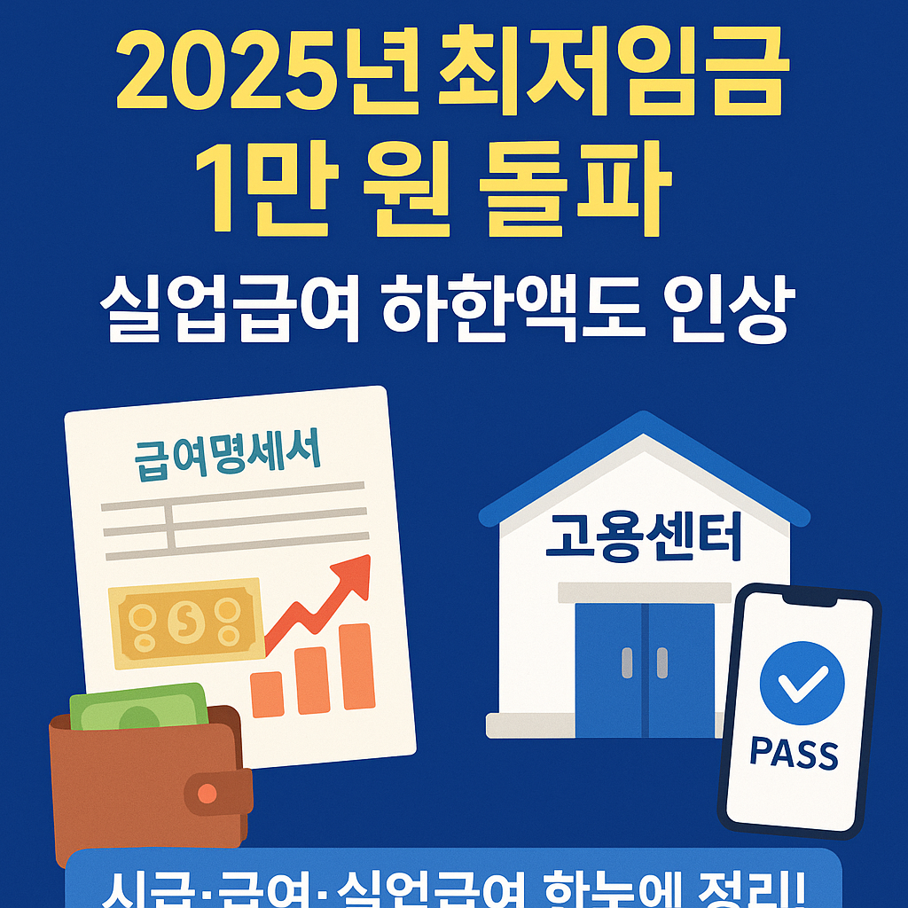&ldquo;2025년 최저임금 1만 원 돌파 + 실업급여 하한액 인상 총정리
