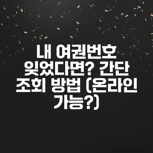 내 여권번호 잊었다면? 간단 조회 방법 (온라인 가능?)