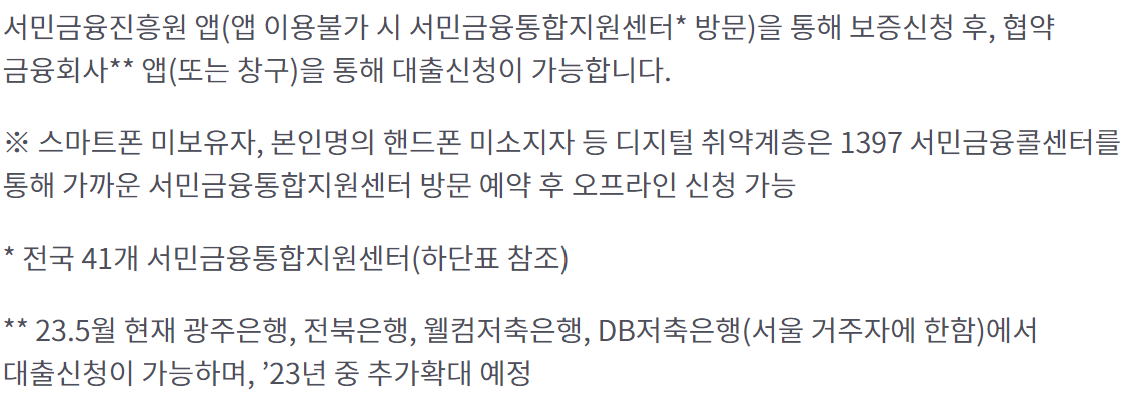 서민금융진흥원 최저신용자 특례보증