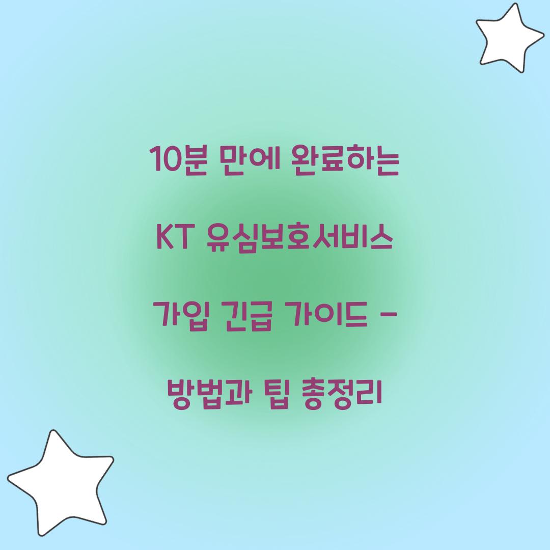 10분 만에 완료하는 KT 유심보호서비스 가입 긴급 가이드