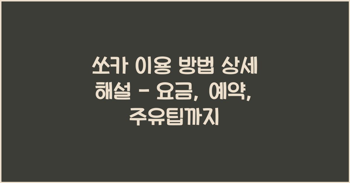쏘카 이용 방법