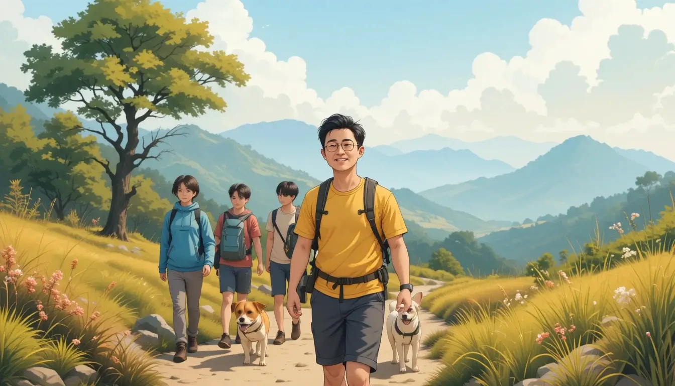 5060 외로움 극복을 위한 사회 활동 루틴_동호회 사람들과 등산하는 모습
