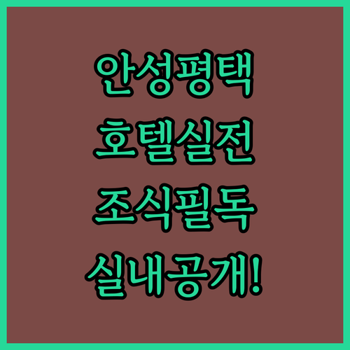 직접 확인한 안성 평택 호텔 실내 사..