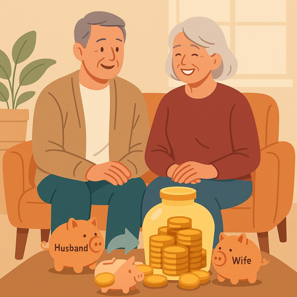 부부가 국민연금을 합산해 안정적인 노후 생활비를 마련하는 모습