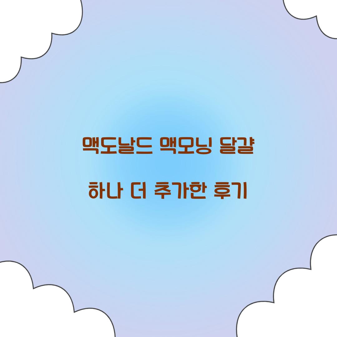맥도날드 맥모닝 달걀 하나 더 추가한 후기