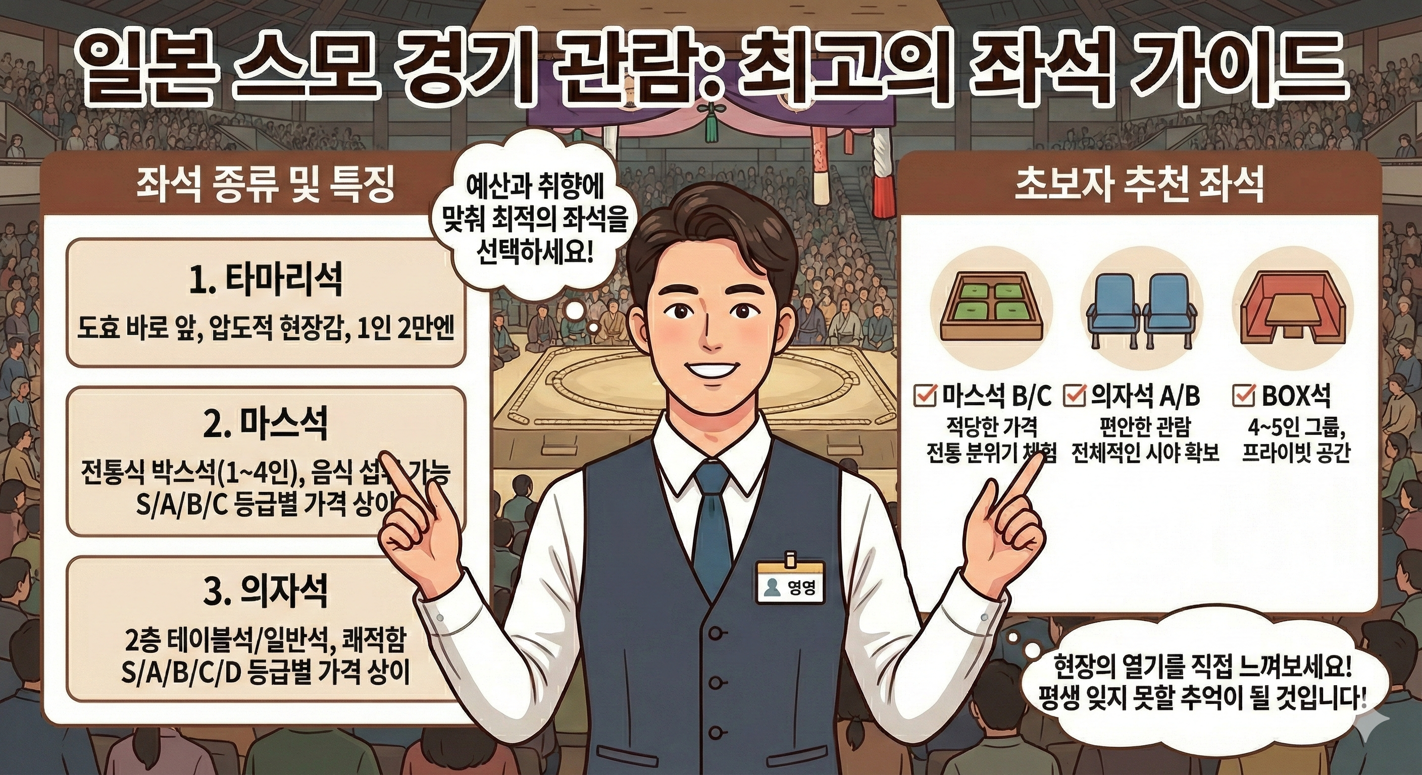 일본 스모 경기 관람 좌석 어떤 곳이 좋을까