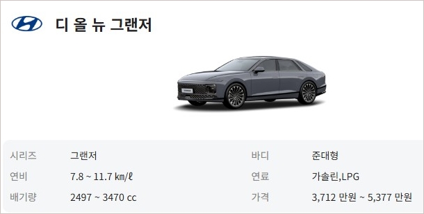 그랜저 신차가격표