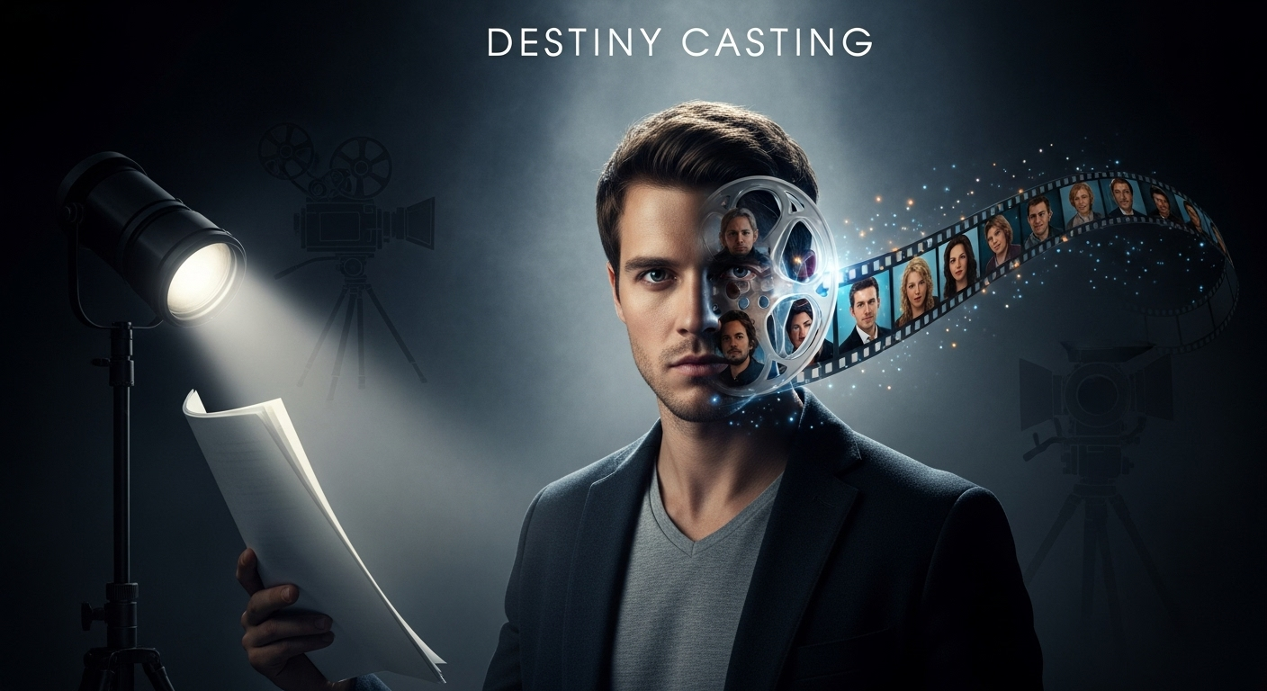 한쪽은 배우의 얼굴, 다른 한쪽은 그가 연기한 캐릭터의 얼굴이 합쳐진 가면 이미지.