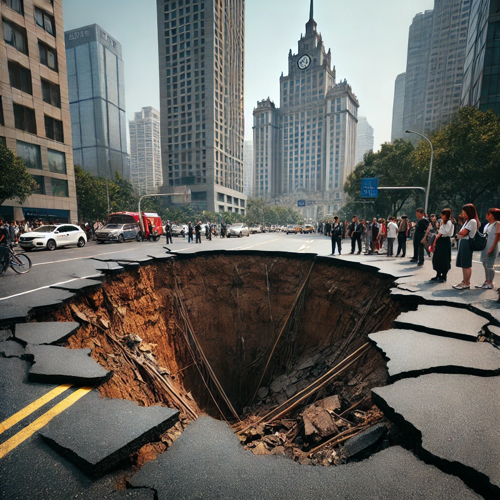 무너진 도로 사진