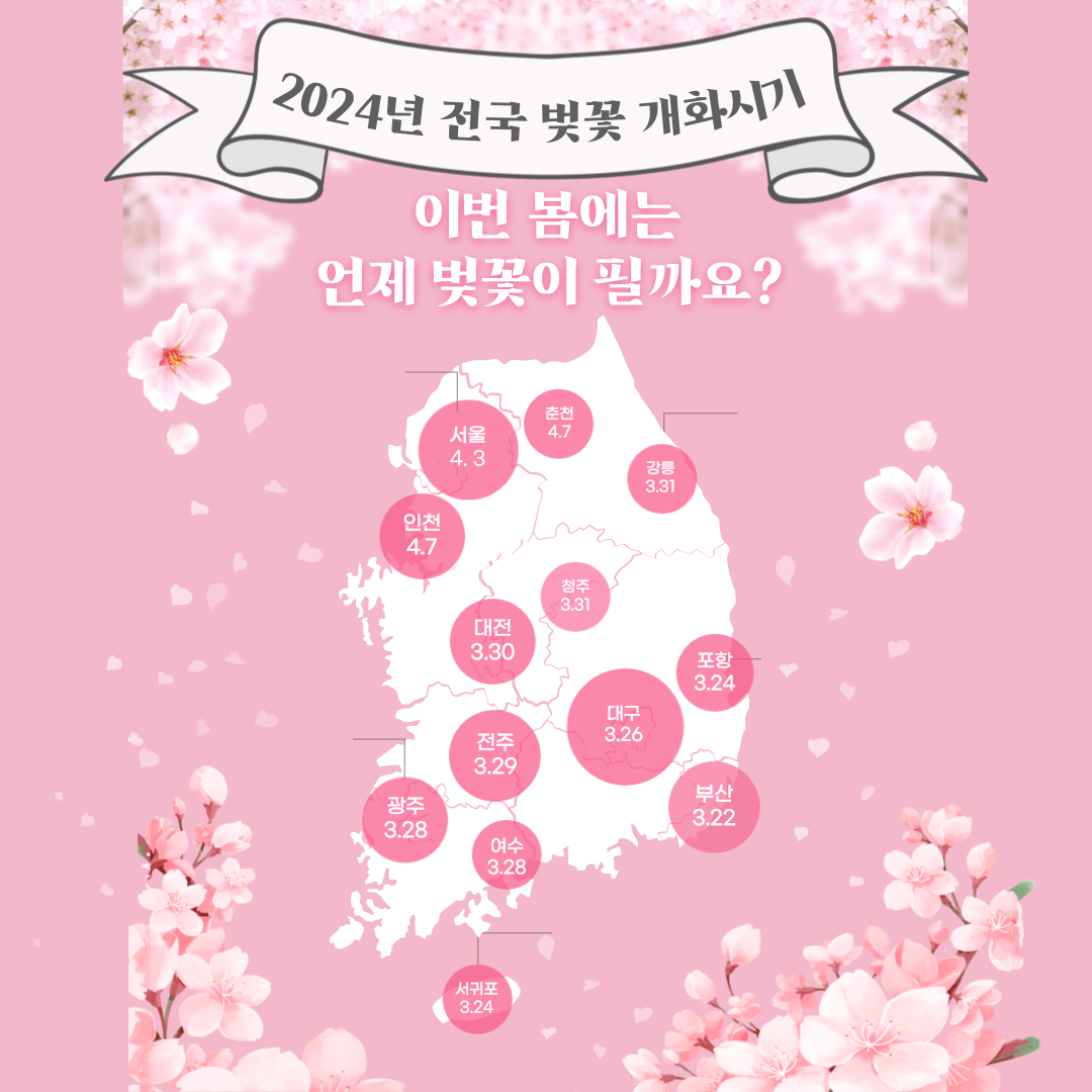 2024년 벚꽃 개화시기&lt;전국 벚꽃축제&gt;