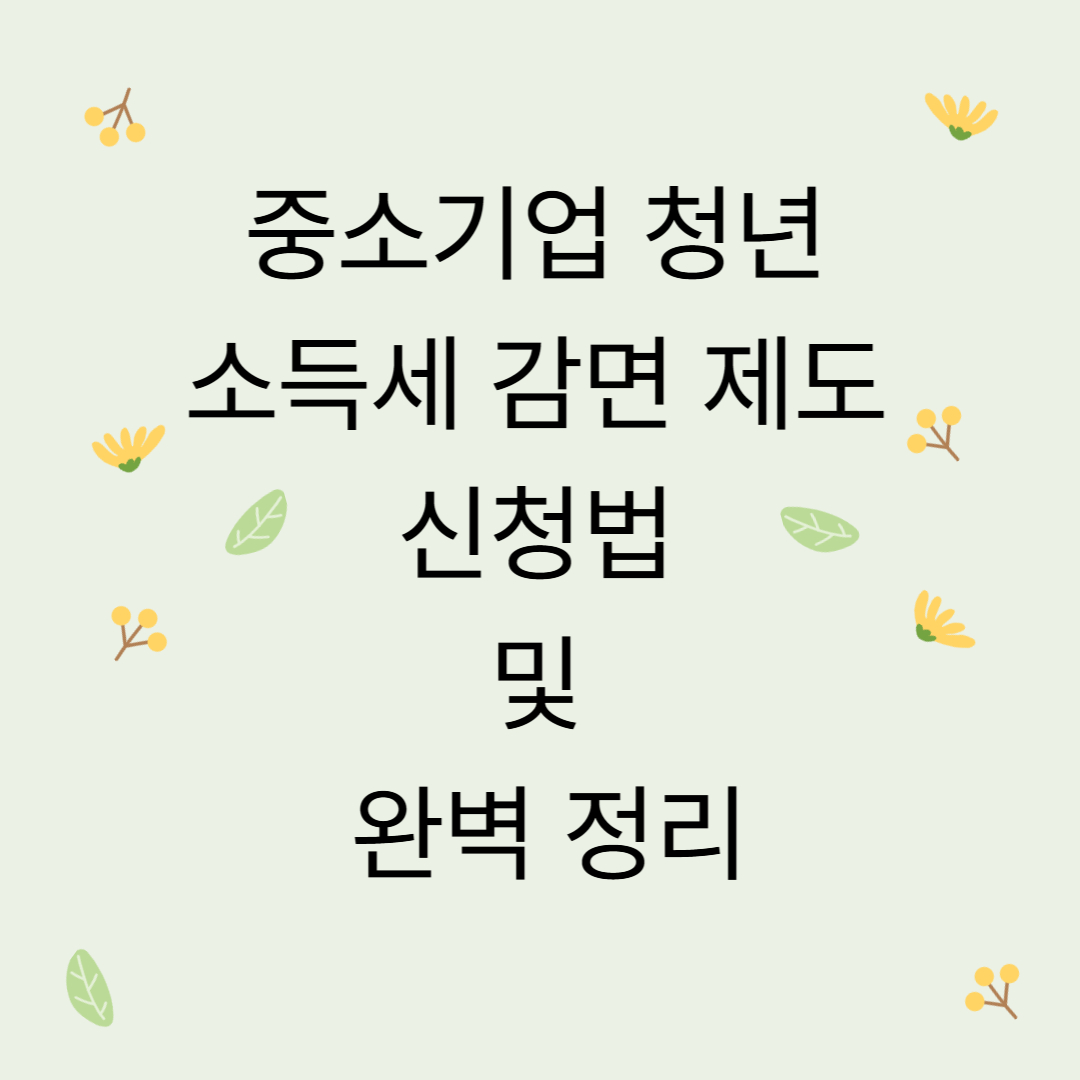 중소기업 청년 소득세 감면 제도 신청법 및 완벽 정리