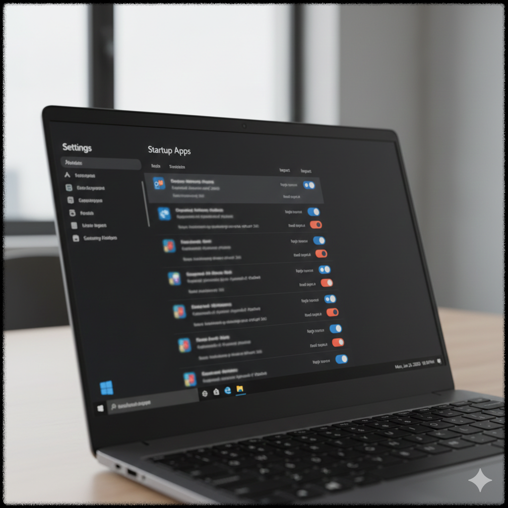 윈도우 자동 시작 프로그램으로 메모리가 과도하게 사용되는 모습