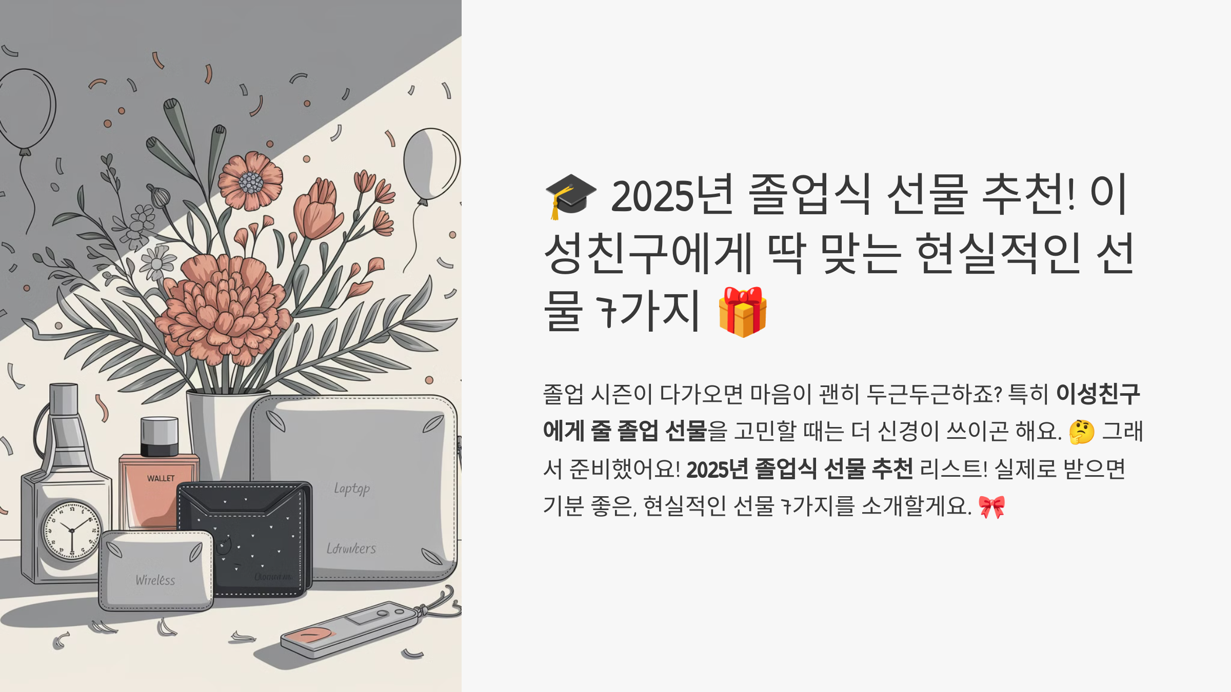 🎓 2025년 졸업식 선물 추천! 이성친구에게 딱 맞는 현실적인 선물 7가지 🎁