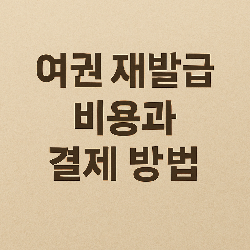 여권 재발급 비용과 결제 방법