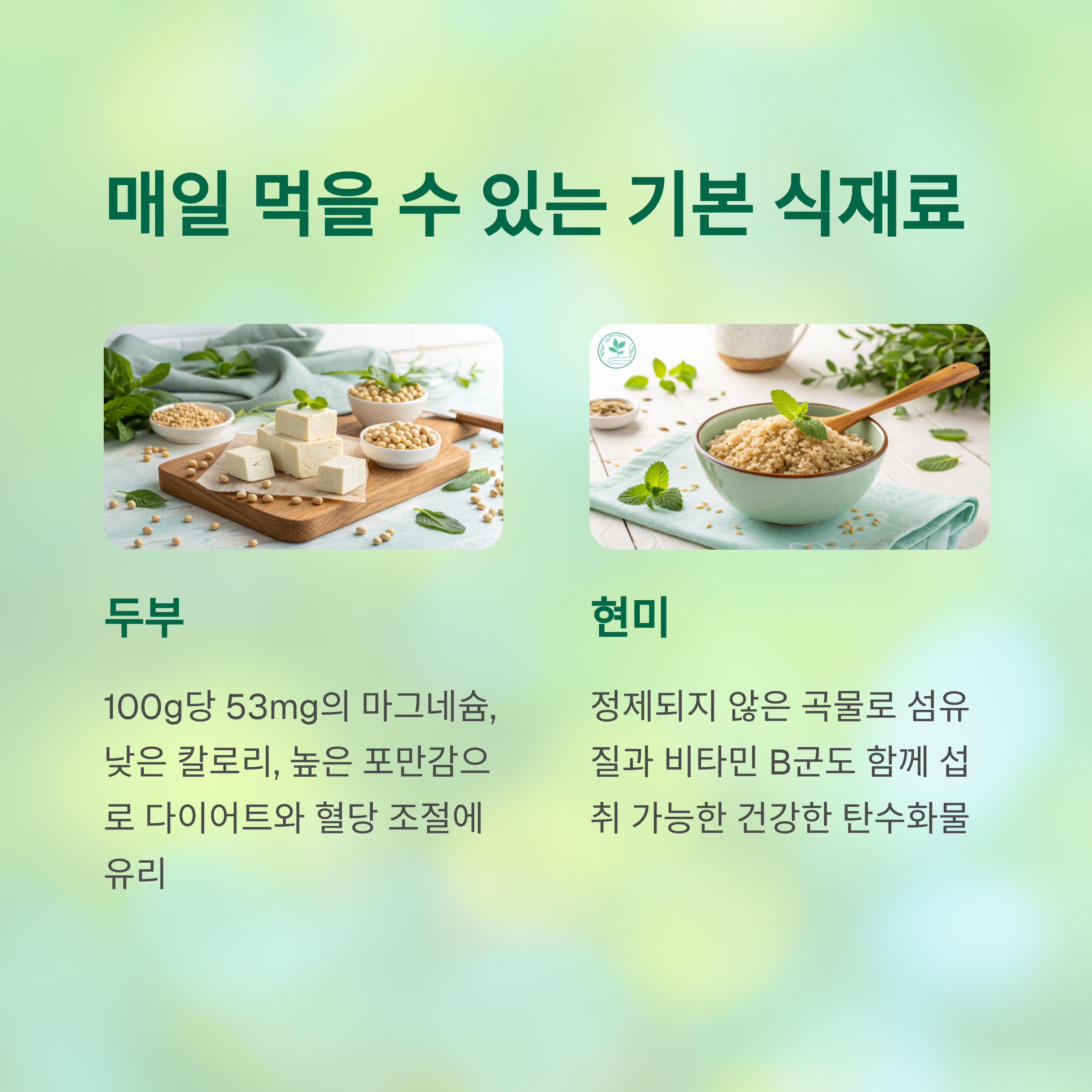매일 먹을 수 있는 기본 식재료