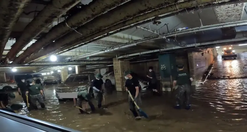 침수된 판교 힐스테이트 군인 대민지원 논란