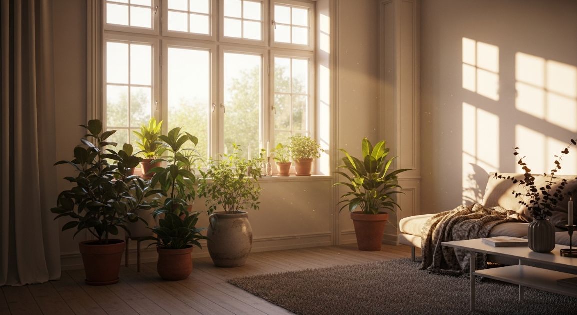창가 방향에 따라 햇빛이 다르게 들어오는 실내 식물 환경