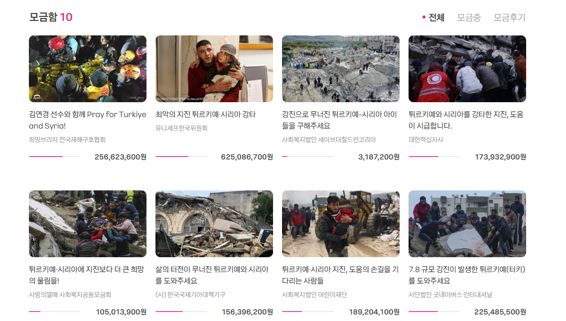 튀르키예 지진 기부