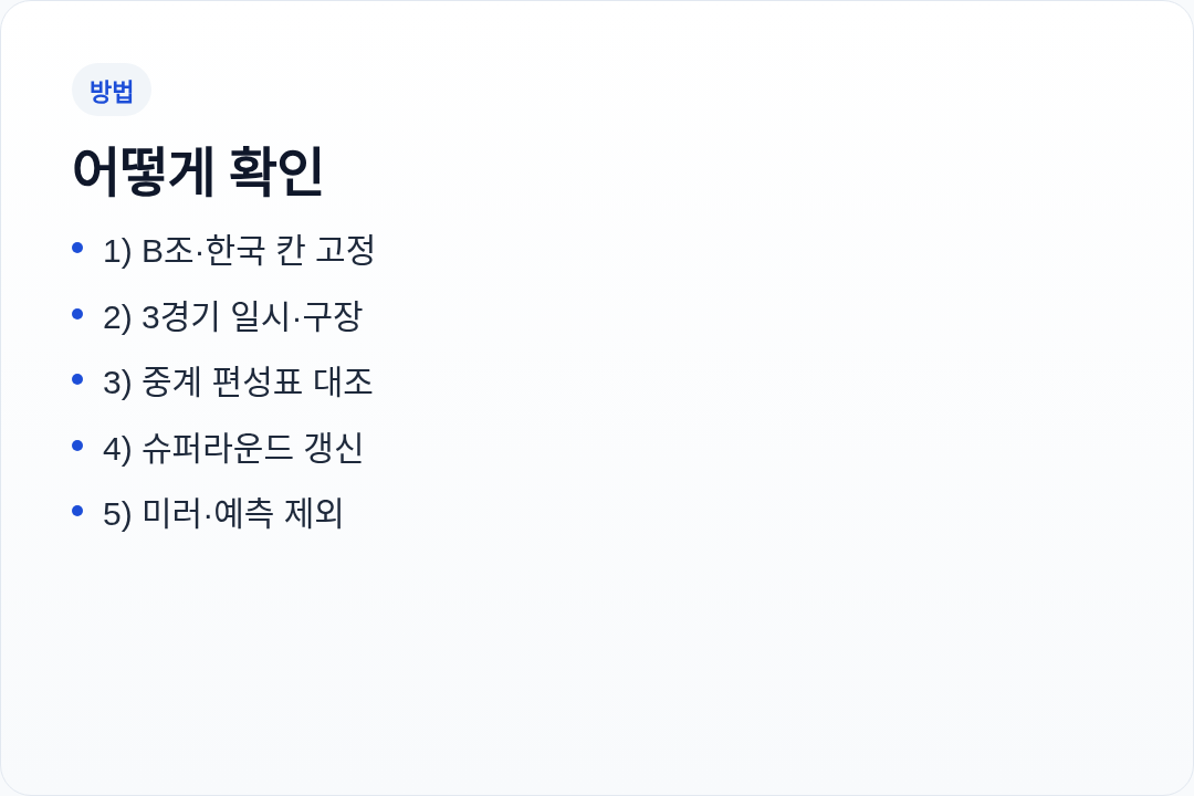 AG 야구 조별리그 확인 순서