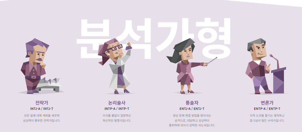MBTI 16가지 성향 유형 성격 특징 직업 장점