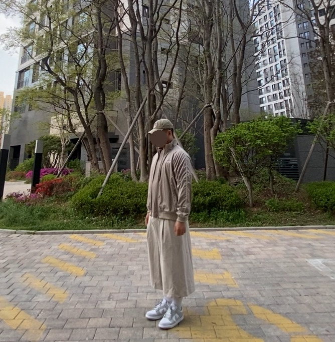 데일리룩('26. 4. 19.)폴로랄프로렌 더블알엘 가먼트다잉 볼캡, 나이키 코르테즈 바람막이, 무신사스탠다드 버뮤다 스웨트팬츠, 나이키 장목, 나이키 덩크로우 레트로 그레이 포그