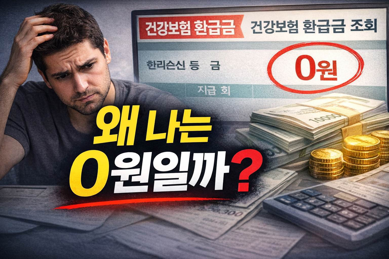 건강보험 환급금 조회 결과 0원, 환급 못 받는 이유와 기준을 설명하는 이미지