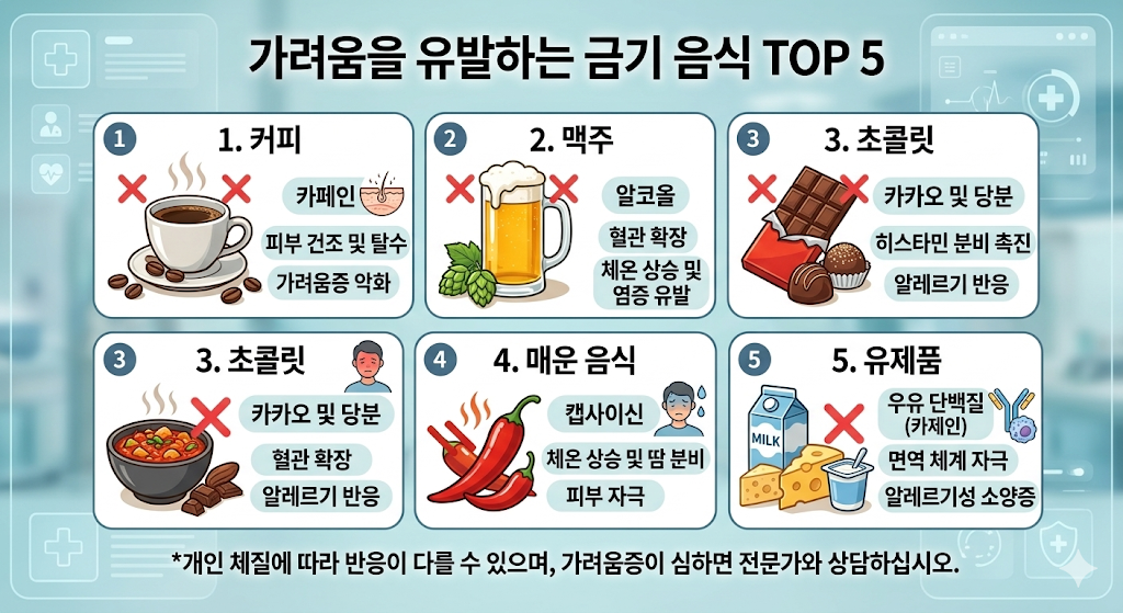 가려움을 유발하는 금기 음식