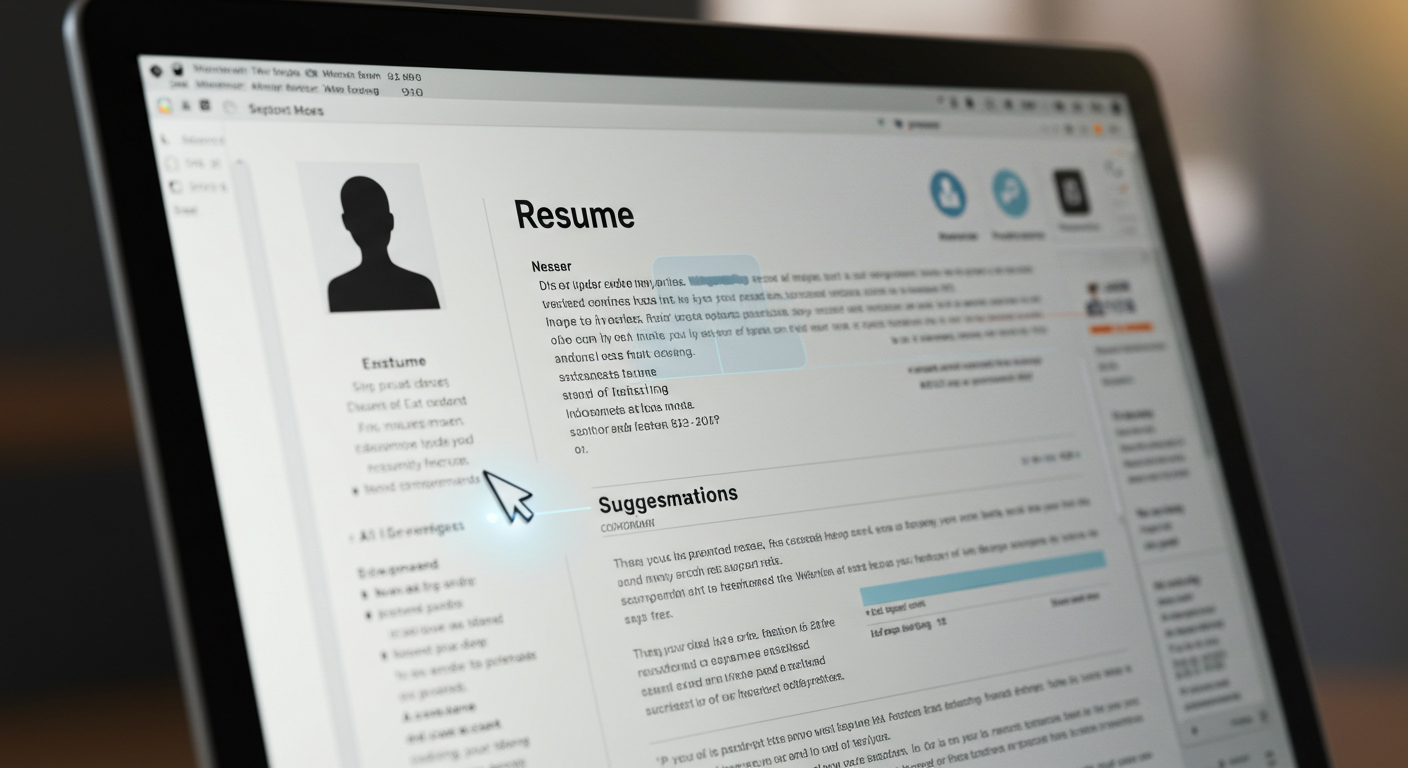 AI 자소서 생성 화면과 맞춤법 검사 도구가 보이는 노트북 화면