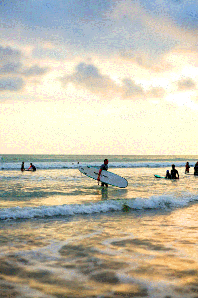 발리 해변 서핑 사진