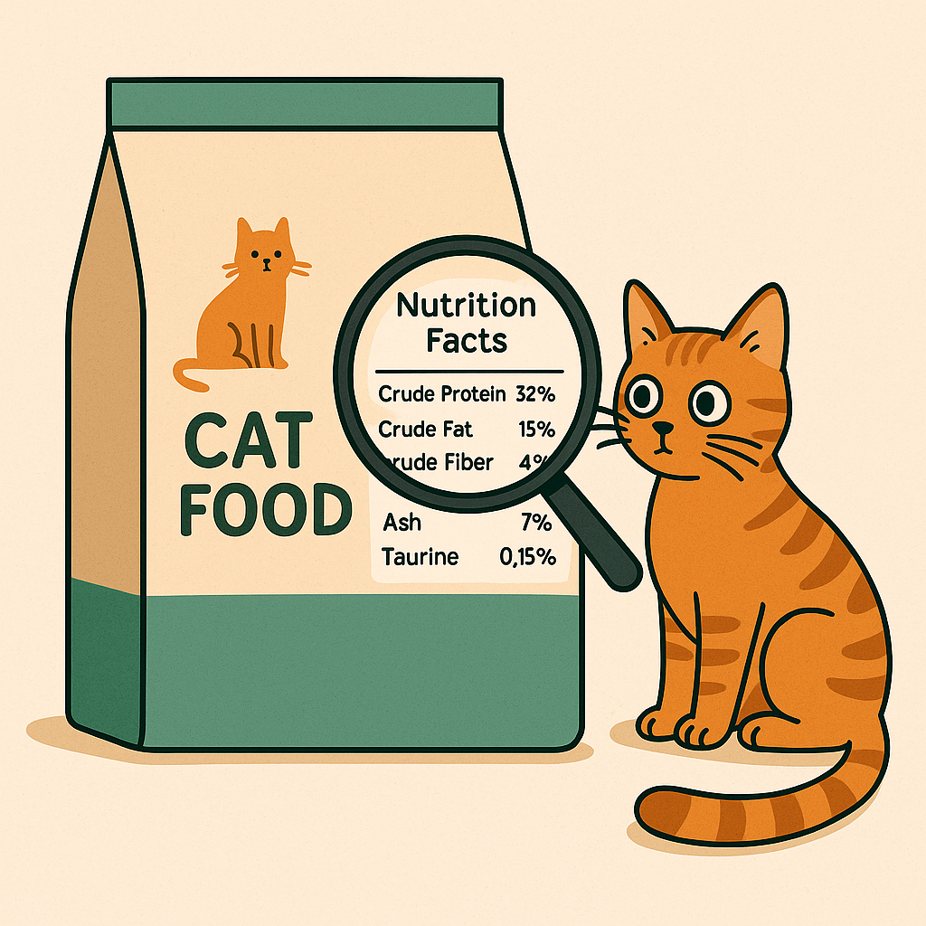 고양이 사료 성분표를 확대한 사진