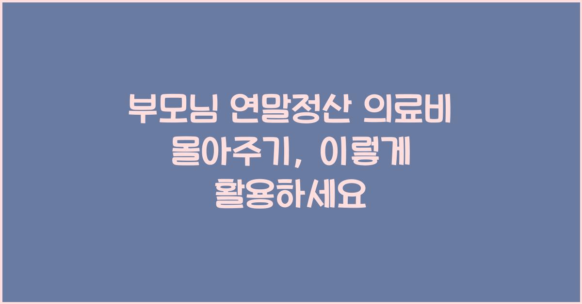 부모님 연말정산 의료비 몰아주기