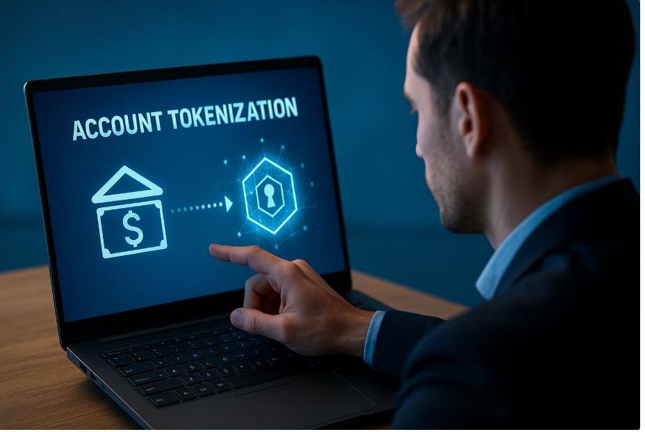 계좌 토큰화 기술 개념을 시각화한 장면