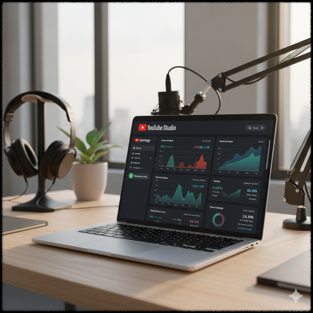 유튜브 쇼츠 수익과 수익화를 확인하는 작업 환경 이미지