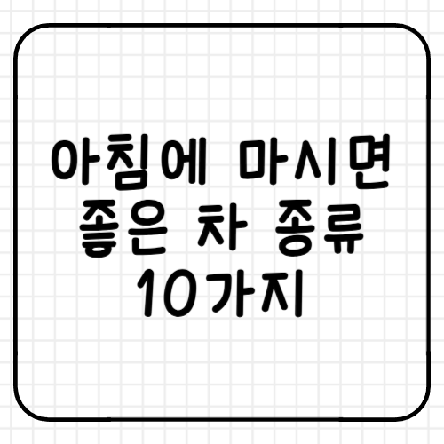 아침에 마시면 좋은 차 종류 10가지
