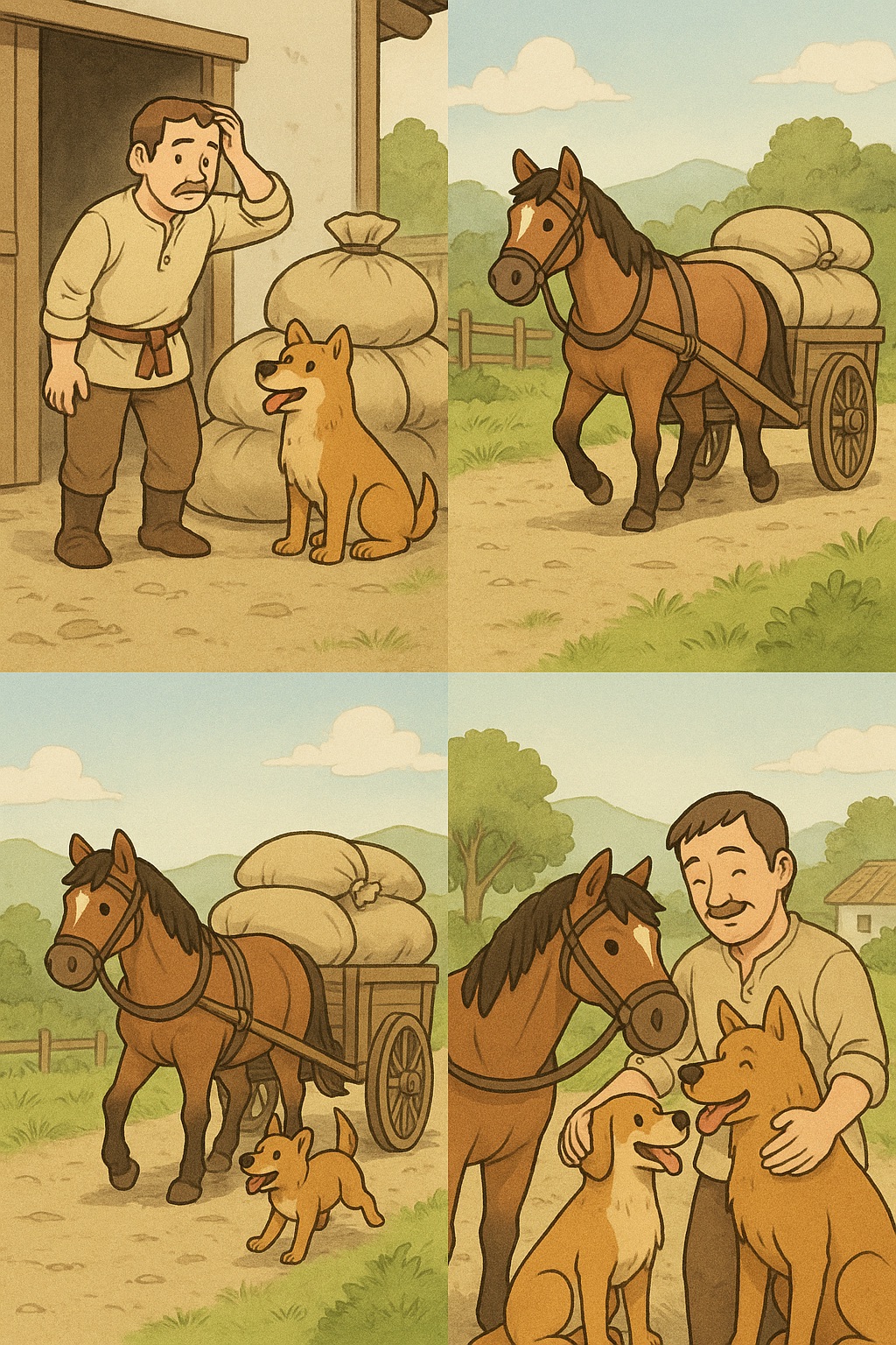 견마지로 사자성어 만화 4컷