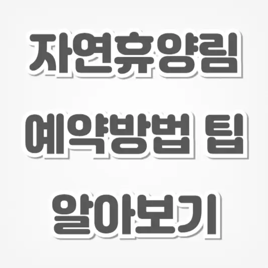 자연휴양림-예약방법 팁