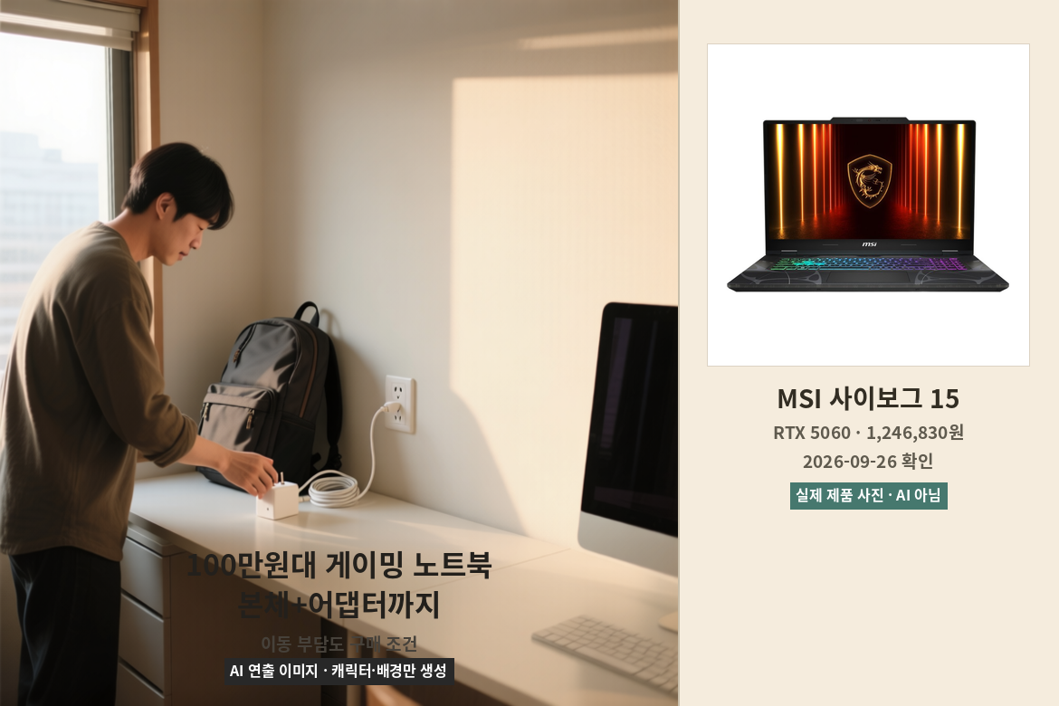 124만~179만원대 게이밍 노트북은 GPU뿐 아니라 어댑터와 휴대 부담을 함께 비교해야 한다
