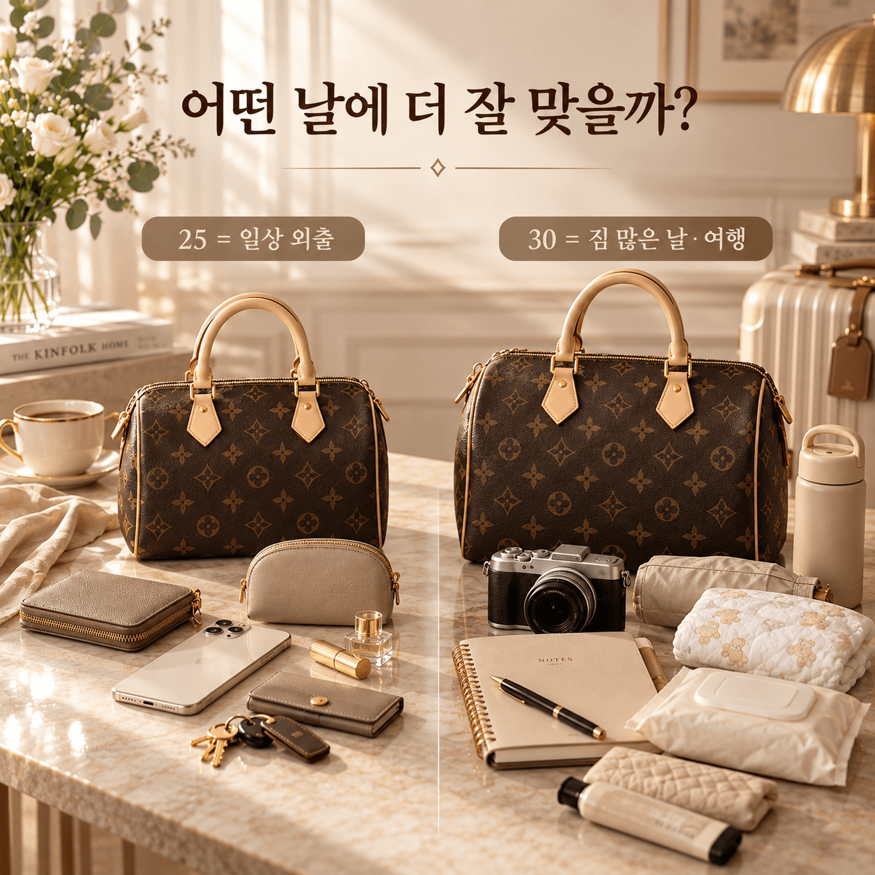 스피디 25 일상 외출과 30 여행용 사용 상황 비교 이미지
