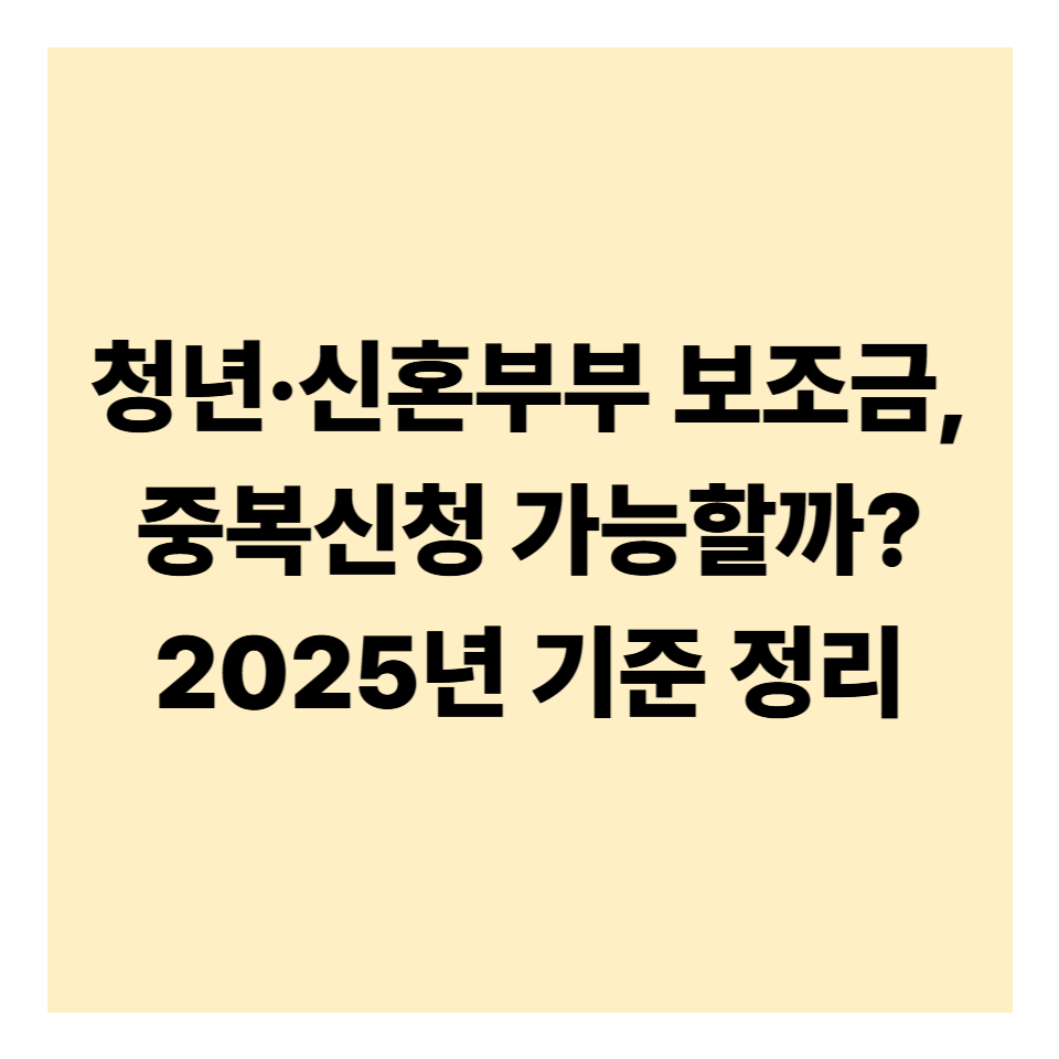 청년·신혼부부 보조금, 중복신청 가능할까?