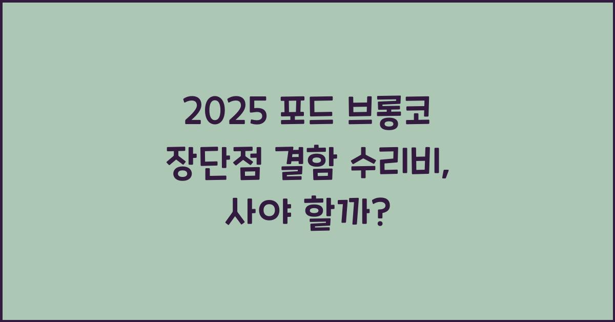 2025 포드 브롱코 장단점 결함 수리비