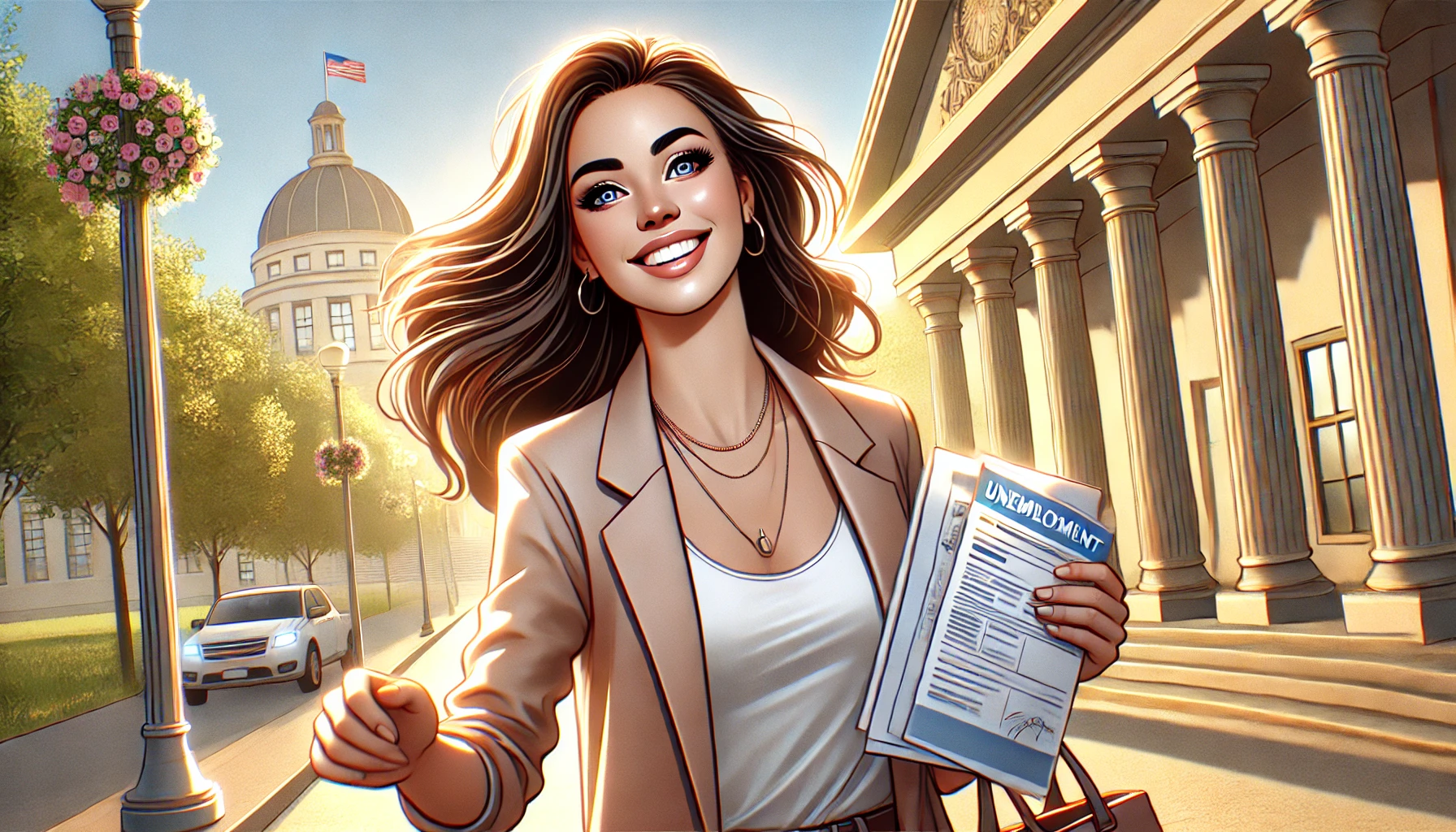 실업급여 받으러 가는 여성