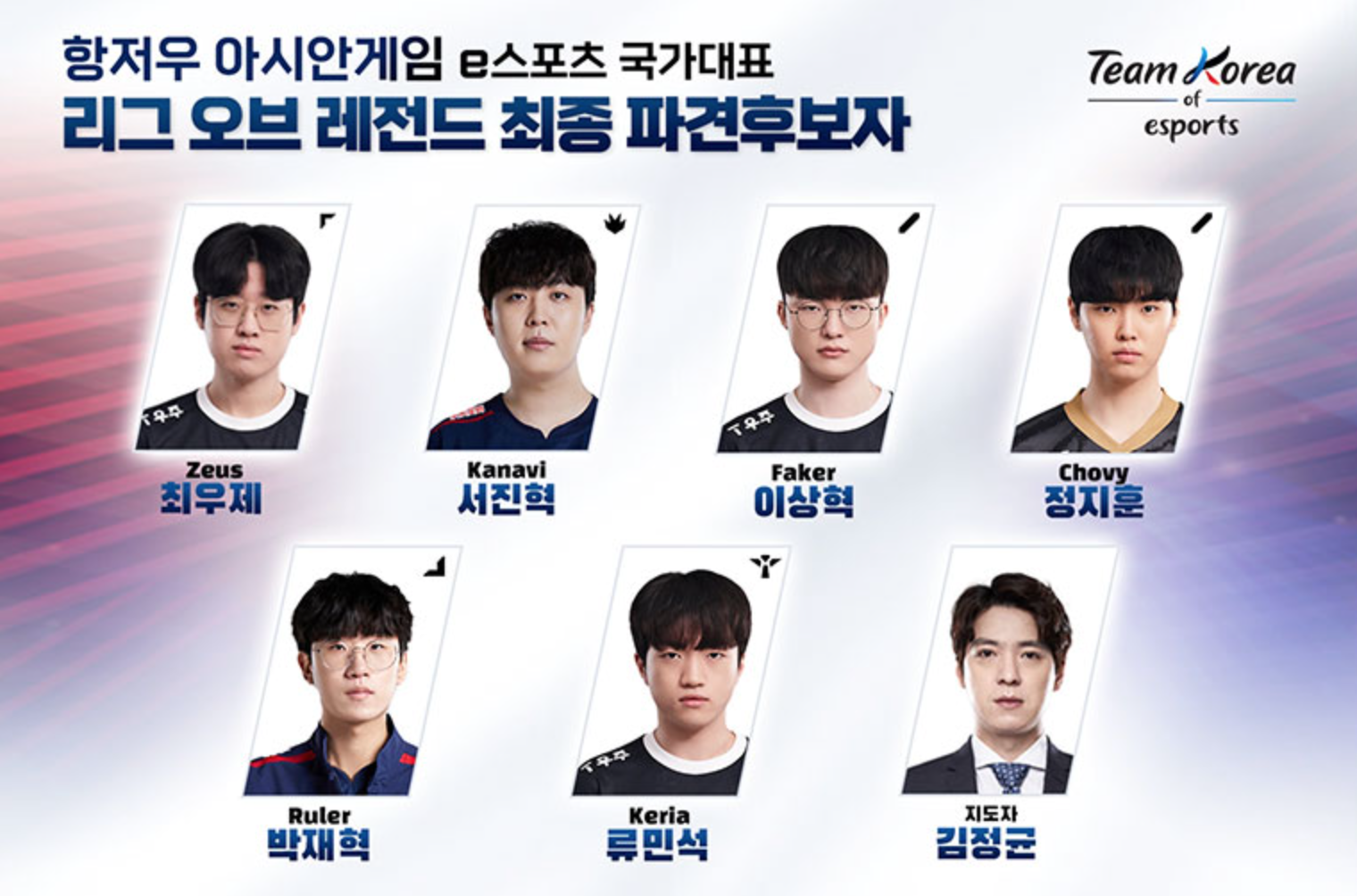 항저우 아시안게임 롤 국가대표단