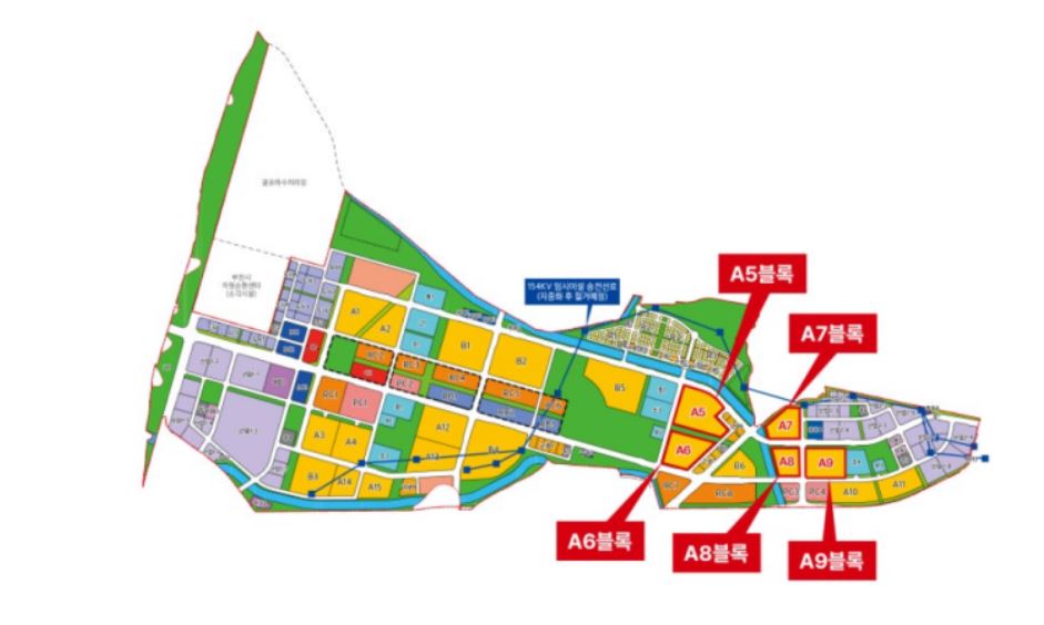 부천 대장신도시 A5블록과 A6블록, A7블록, A8블록