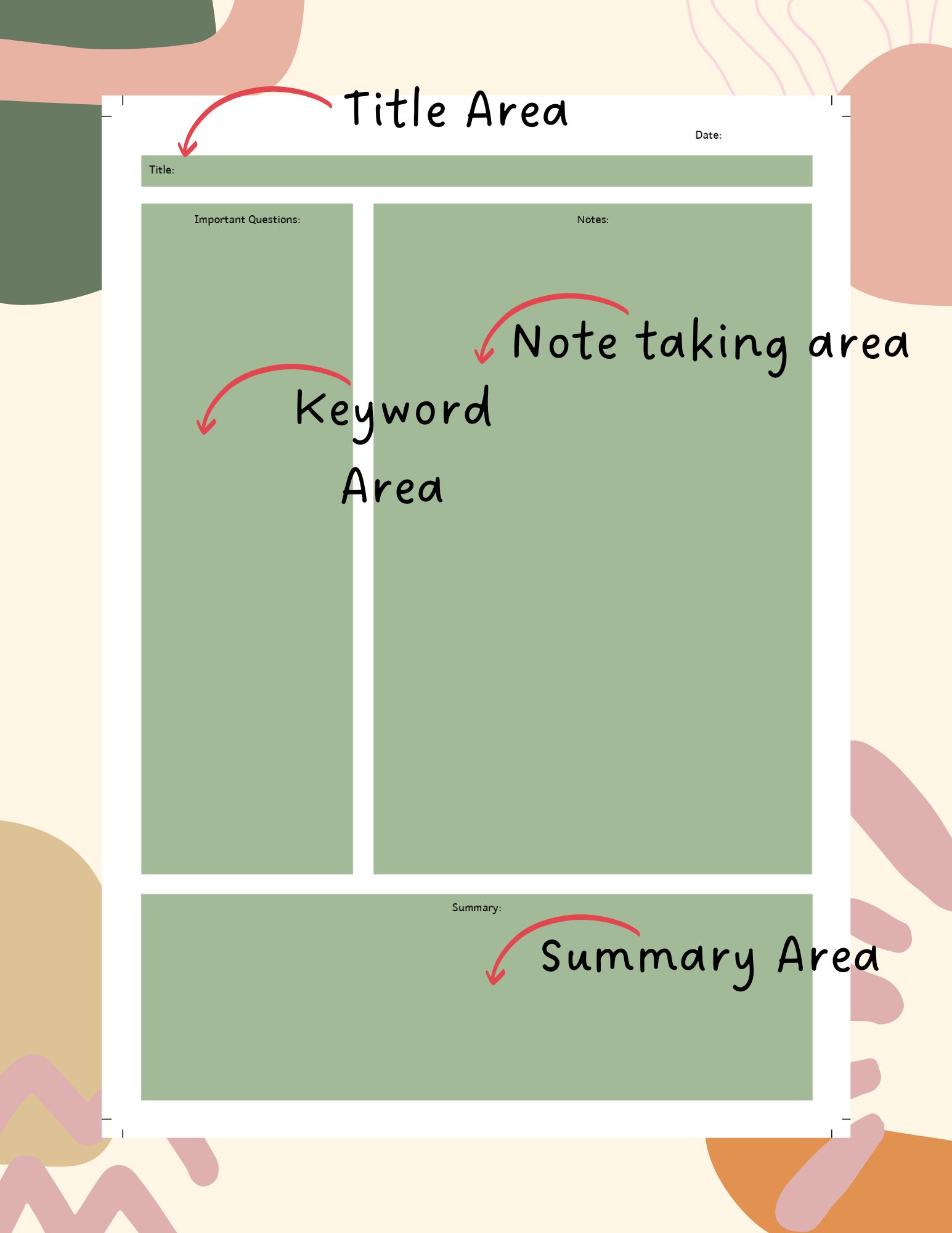 Cornell Note Template Free Download PDF