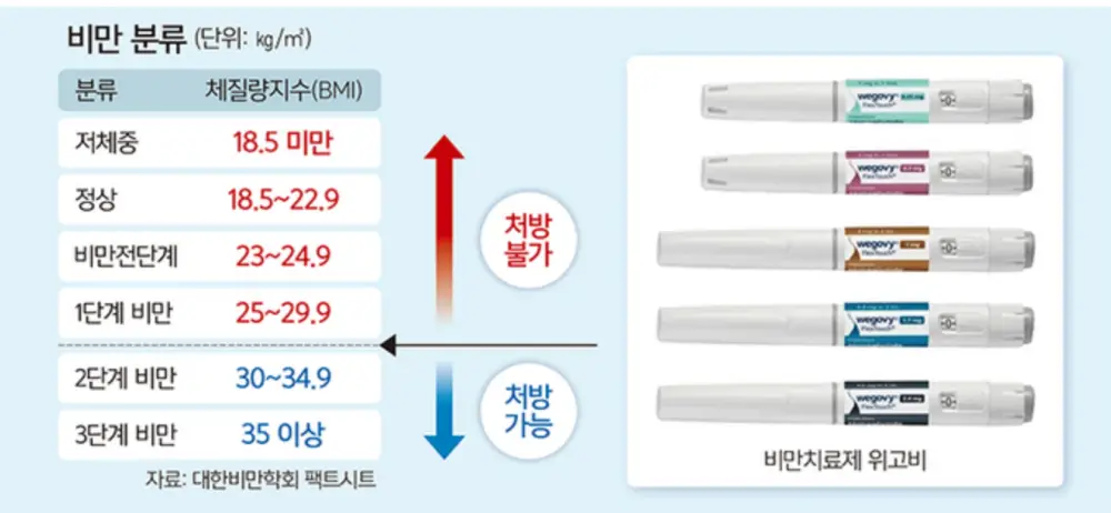 BMI에 따른 위고비 처방유무 기준