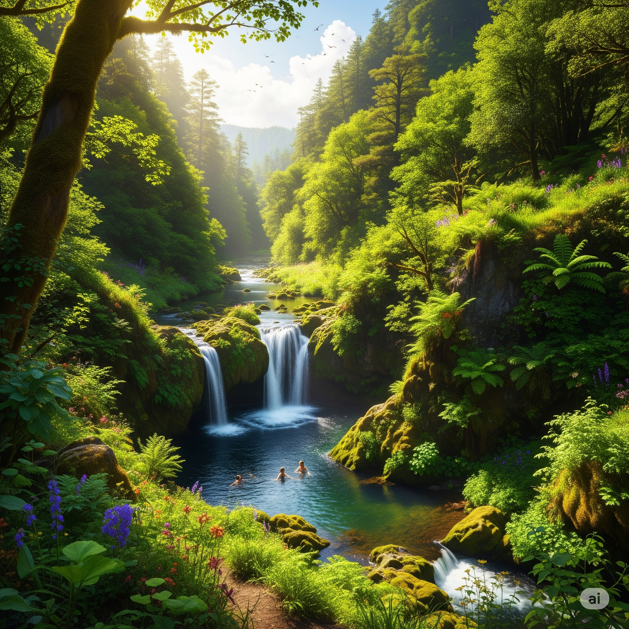 계곡 물놀이 모습