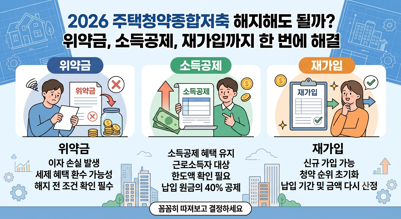 2026 주택청약종합저축 해지해도 될까? 위약금, 소득공제, 재가입까지 한 번에 해결