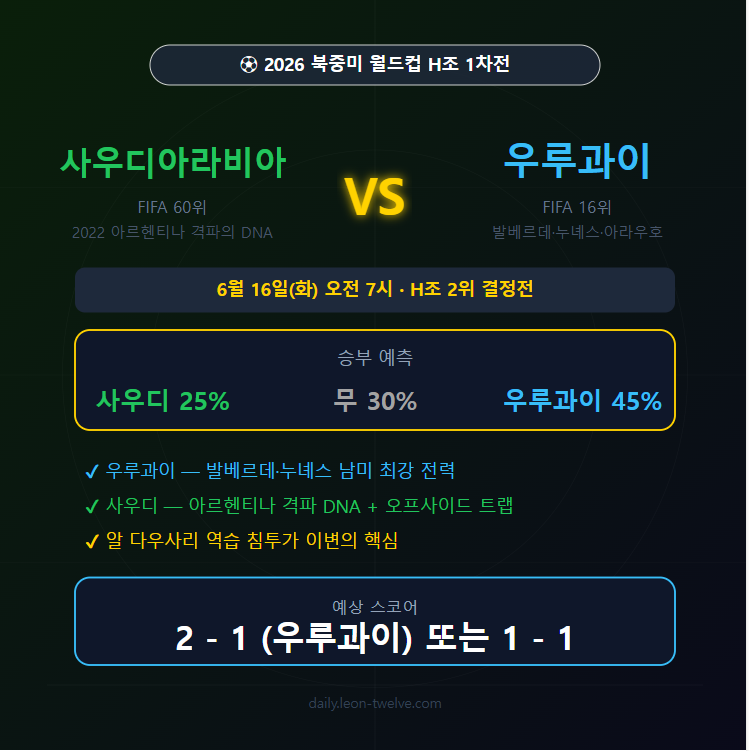 사우디아라비아 vs 우루과이 전력 분석