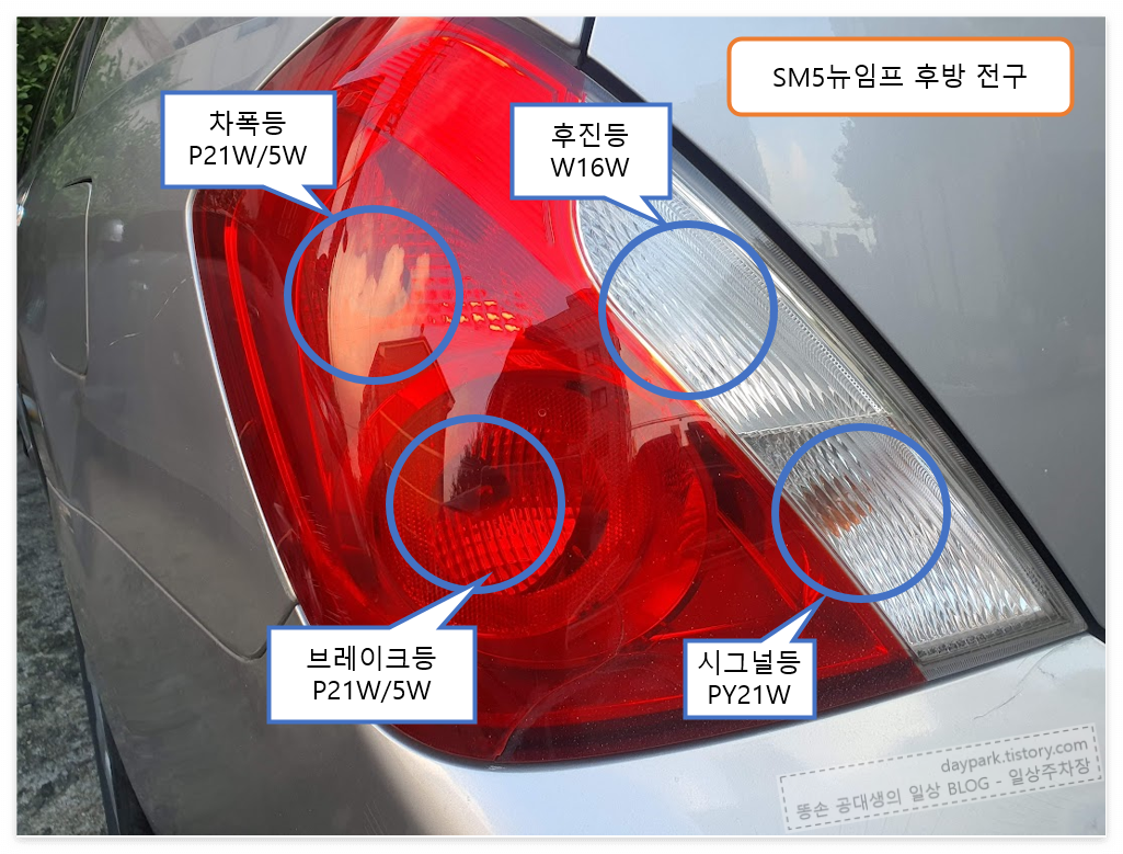 SM5뉴임프 후방 전구 규격