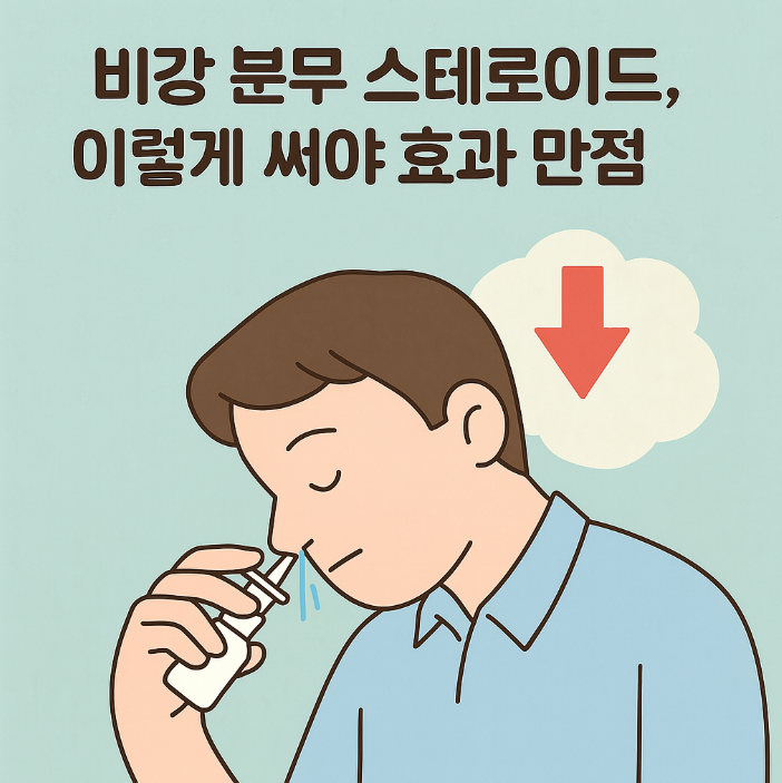 비강 분무 스테로이드 올바른 사용법 – 효과적인 비염 치료를 위한 점안 자세 이미지